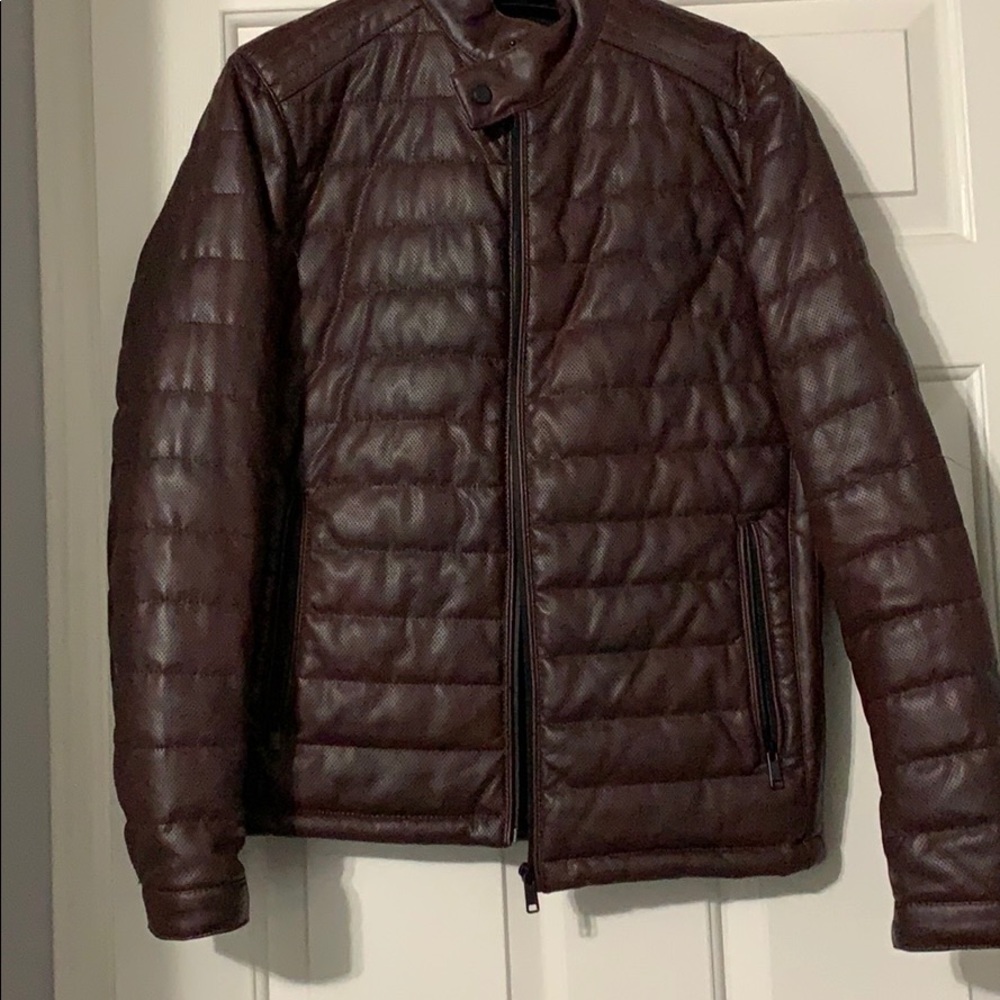 Zara man Leather jacket maroon
